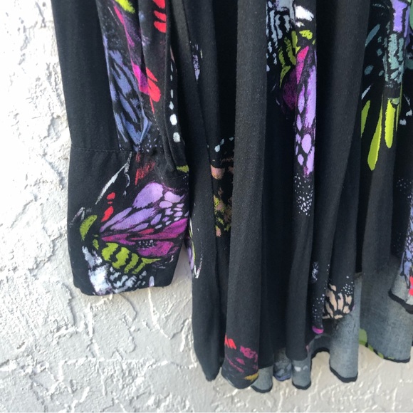 FREE PEOPLE Field of Butterflies Tunic Dress Top Black Multi Color Size Large - Picture 8 of 12